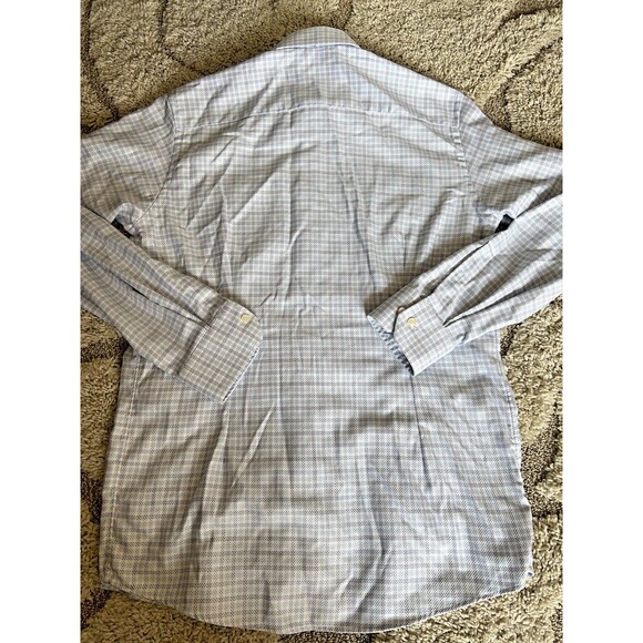 ETON Shirt Mens 15.5 39 Medium Blue White Plaid Contemporary Fit Dress Business - Picture 4 of 7